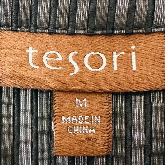 Tesori black striped long sleeve button down tunic dress - Picture 9 of 10